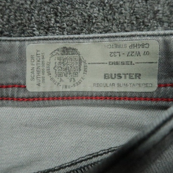 Diesel Jeans Mens 29x32 Gray Buster Slim Tapered 5‎ Pocket Faded Button Fly * - Picture 4 of 13